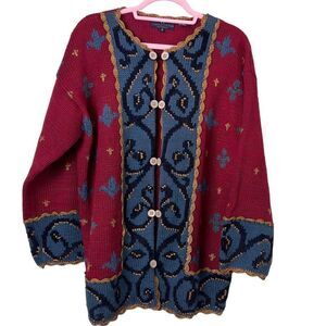 Carole Little Knitwear Double Button Wool Mix Cardigan Size Medium